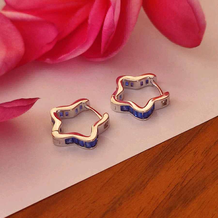 Silver Star Hoop earrings 
